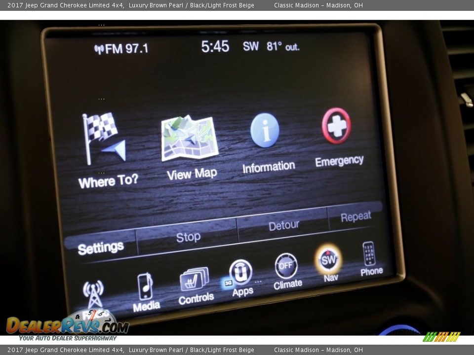 2017 Jeep Grand Cherokee Limited 4x4 Luxury Brown Pearl / Black/Light Frost Beige Photo #13