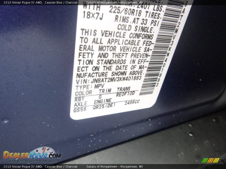 2019 Nissan Rogue SV AWD Caspian Blue / Charcoal Photo #16