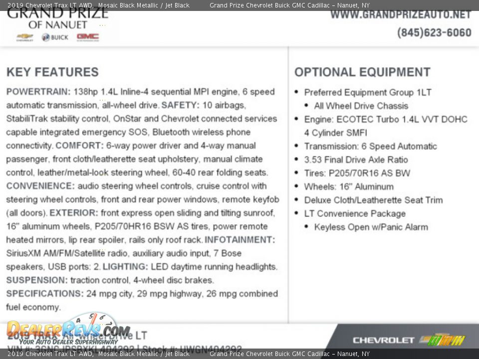 2019 Chevrolet Trax LT AWD Mosaic Black Metallic / Jet Black Photo #8