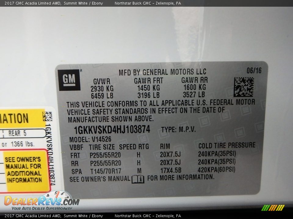 2017 GMC Acadia Limited AWD Summit White / Ebony Photo #15