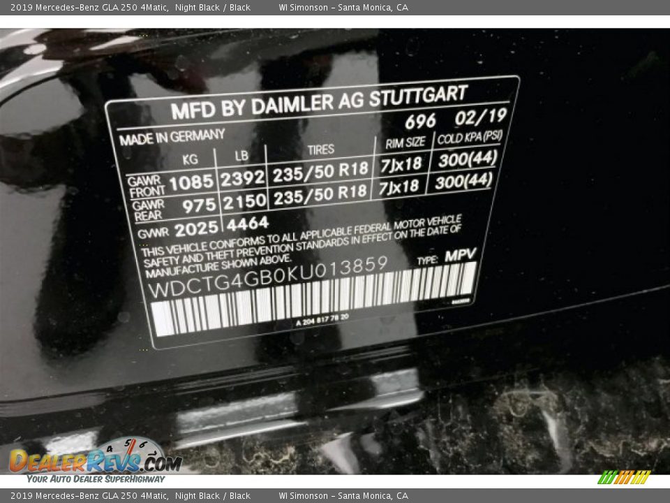 2019 Mercedes-Benz GLA 250 4Matic Night Black / Black Photo #11