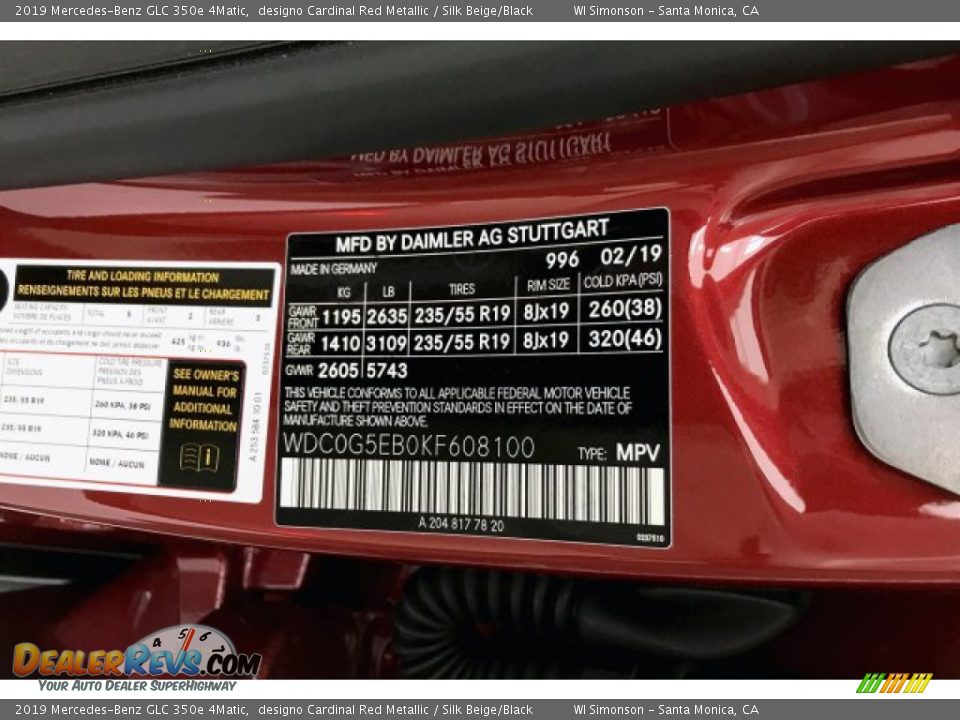 2019 Mercedes-Benz GLC 350e 4Matic designo Cardinal Red Metallic / Silk Beige/Black Photo #10