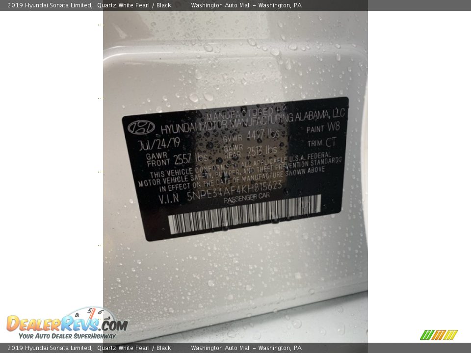 2019 Hyundai Sonata Limited Quartz White Pearl / Black Photo #10