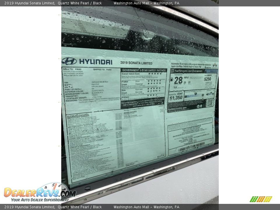 2019 Hyundai Sonata Limited Quartz White Pearl / Black Photo #16