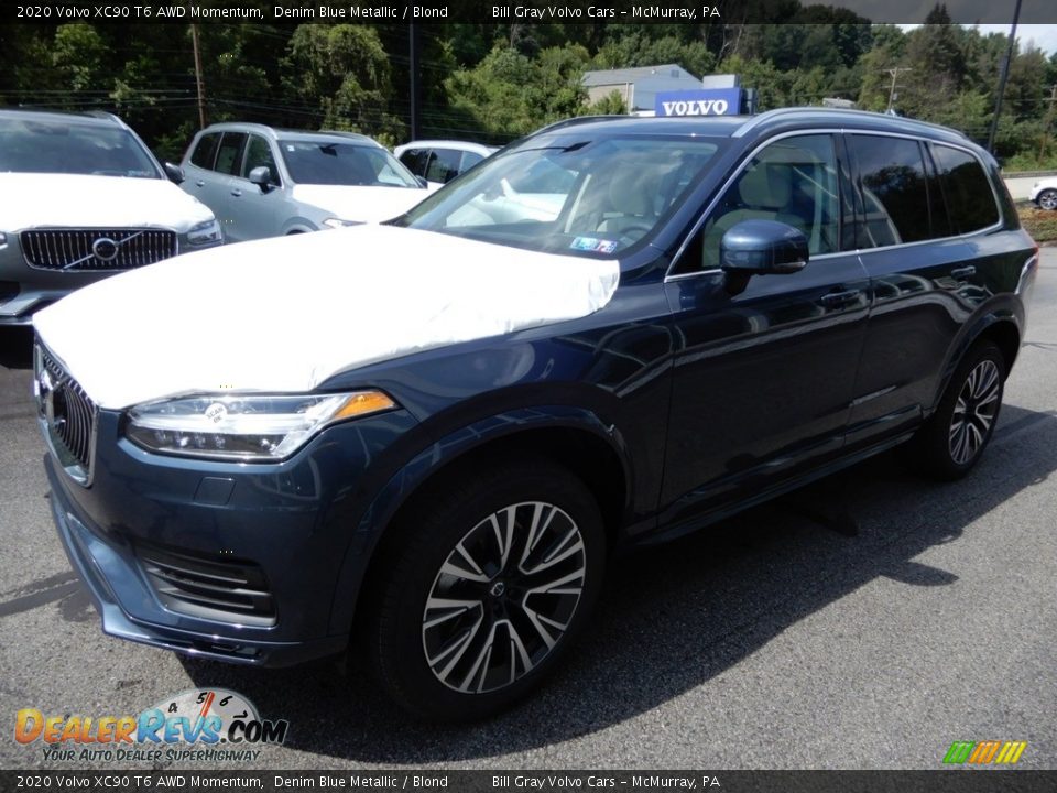 2020 Volvo XC90 T6 AWD Momentum Denim Blue Metallic / Blond Photo #5