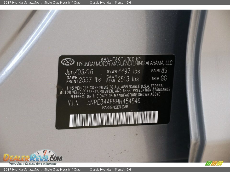 2017 Hyundai Sonata Sport Shale Gray Metallic / Gray Photo #20