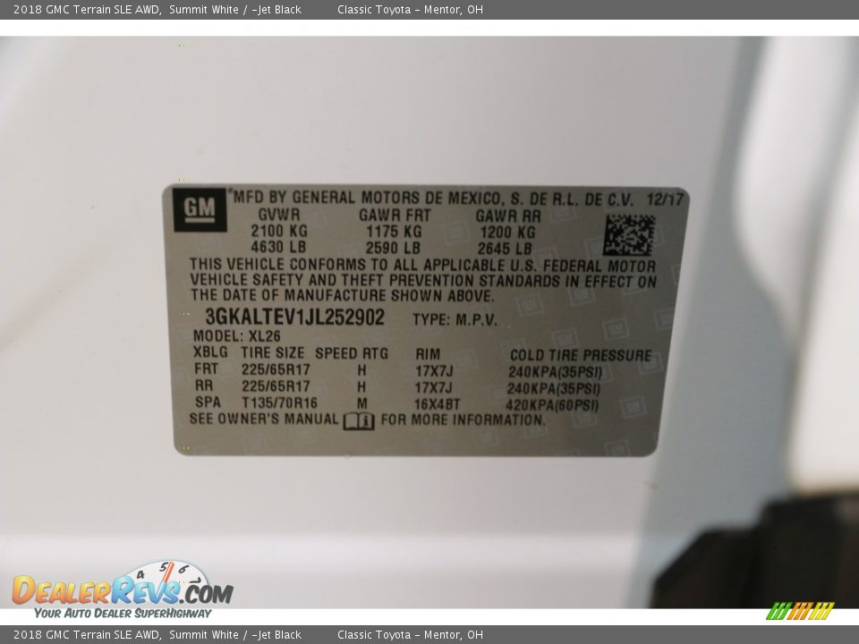 2018 GMC Terrain SLE AWD Summit White / ­Jet Black Photo #23