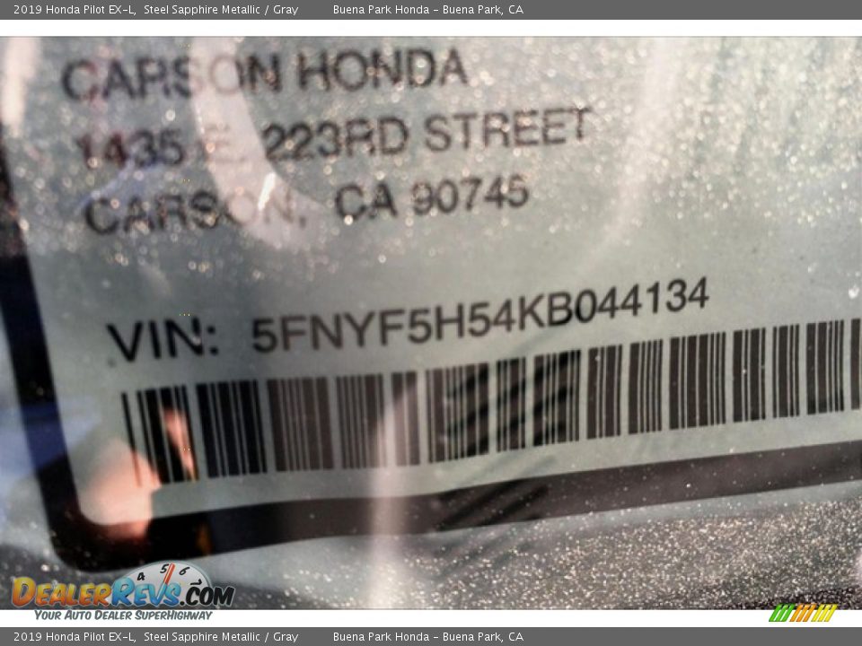 2019 Honda Pilot EX-L Steel Sapphire Metallic / Gray Photo #10
