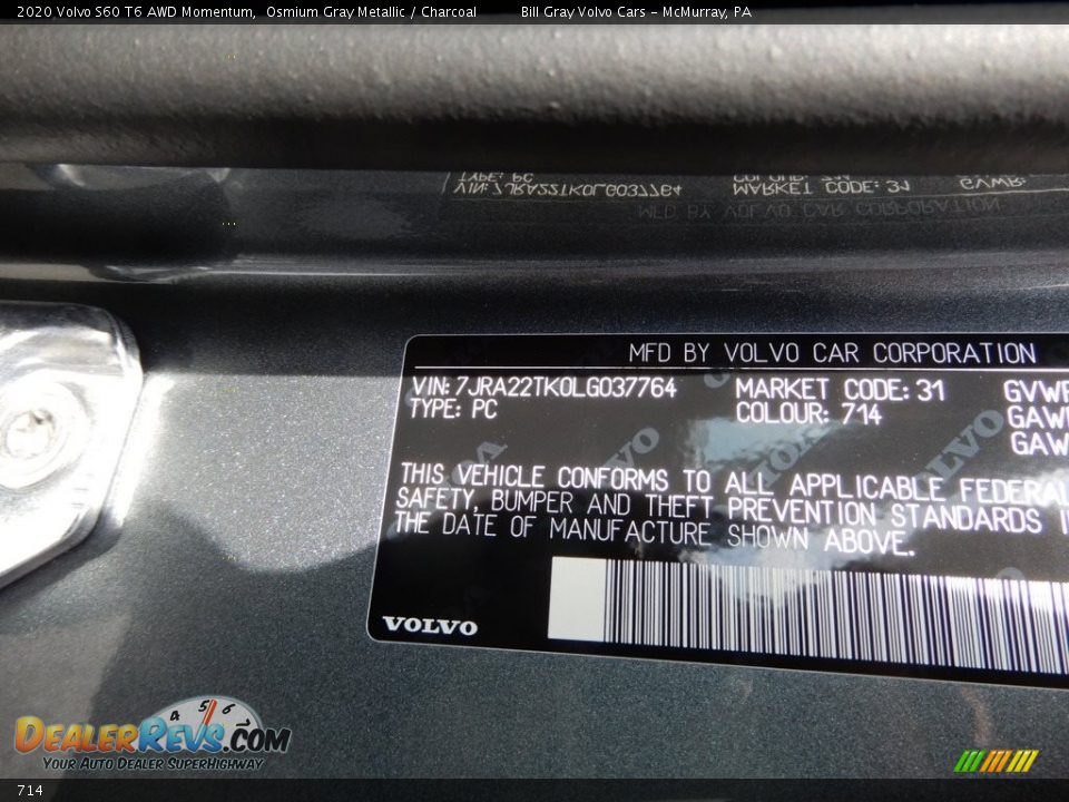 Volvo Color Code 714 Osmium Gray Metallic