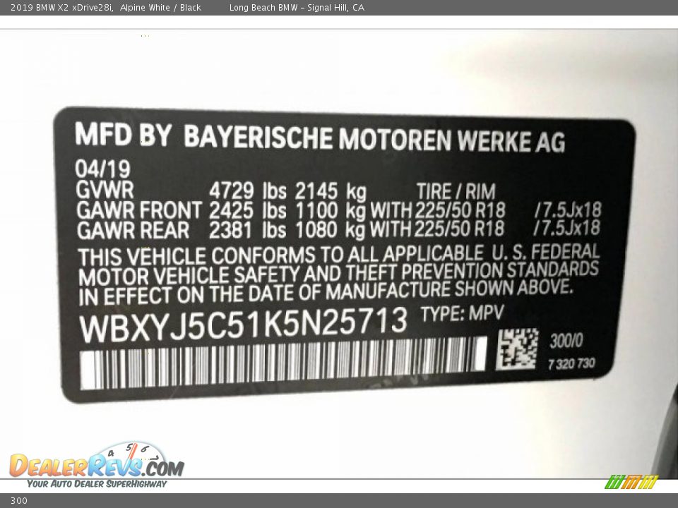 BMW Color Code 300 Alpine White