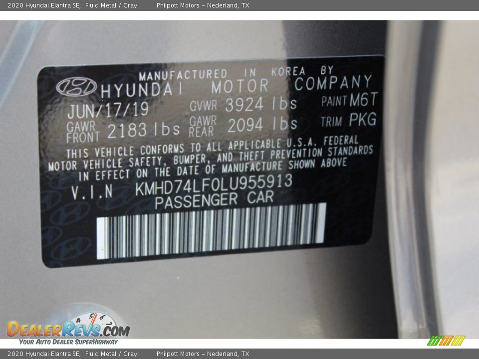 2020 Hyundai Elantra SE Fluid Metal / Gray Photo #25