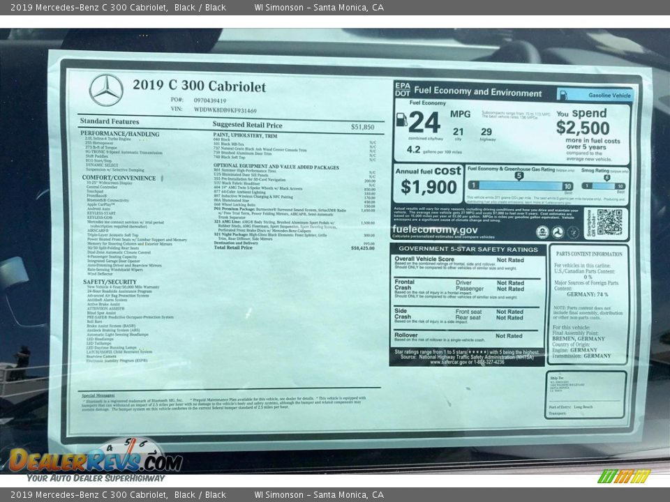 2019 Mercedes-Benz C 300 Cabriolet Black / Black Photo #11