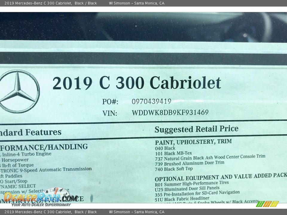 2019 Mercedes-Benz C 300 Cabriolet Black / Black Photo #12