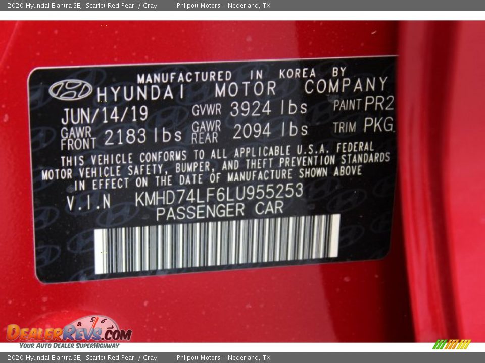 2020 Hyundai Elantra SE Scarlet Red Pearl / Gray Photo #24