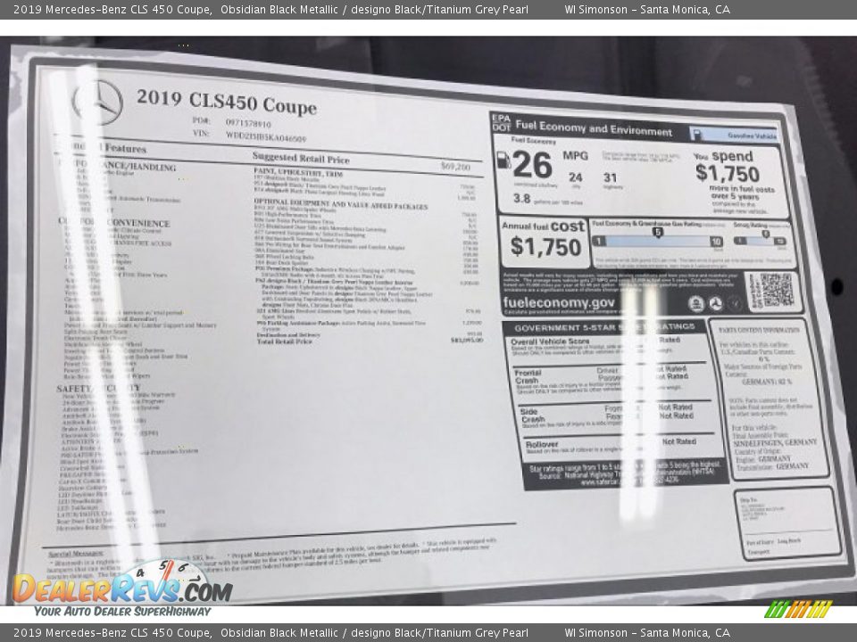 2019 Mercedes-Benz CLS 450 Coupe Obsidian Black Metallic / designo Black/Titanium Grey Pearl Photo #10