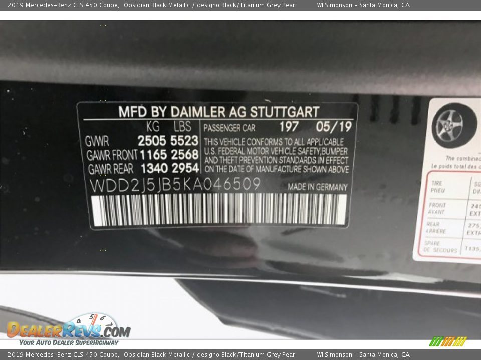 2019 Mercedes-Benz CLS 450 Coupe Obsidian Black Metallic / designo Black/Titanium Grey Pearl Photo #11