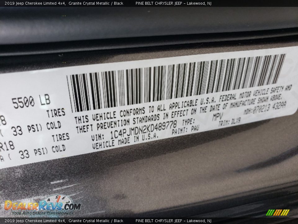 2019 Jeep Cherokee Limited 4x4 Granite Crystal Metallic / Black Photo #9