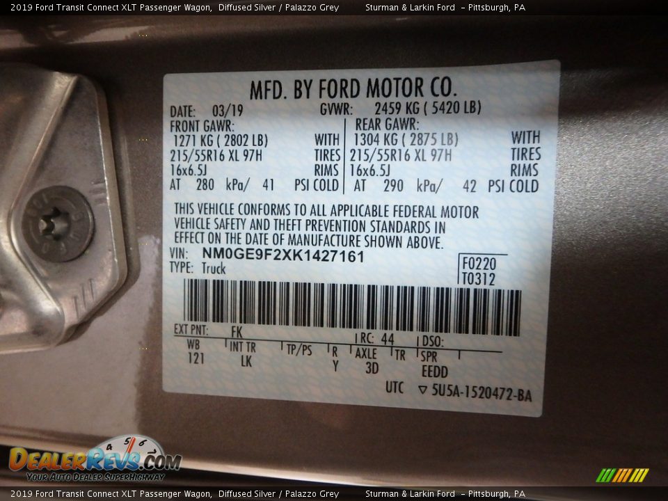 2019 Ford Transit Connect XLT Passenger Wagon Diffused Silver / Palazzo Grey Photo #11