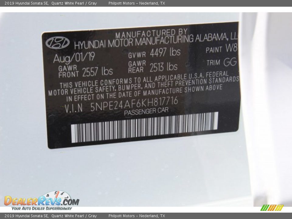 2019 Hyundai Sonata SE Quartz White Pearl / Gray Photo #18