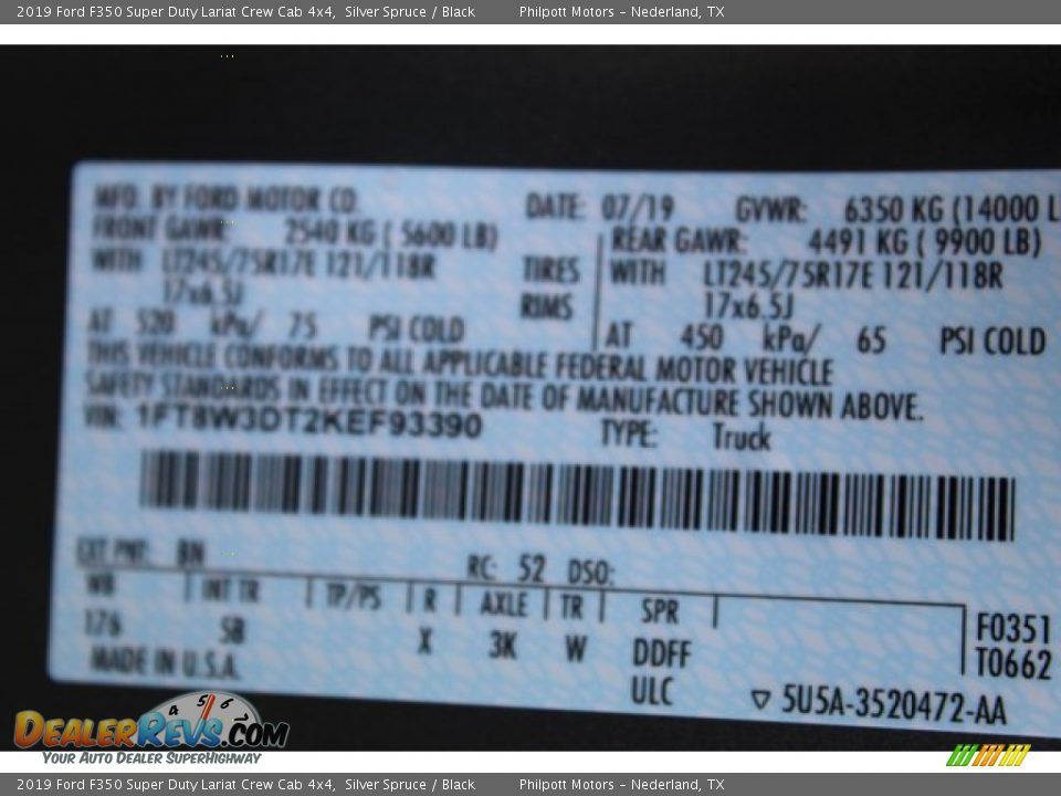 2019 Ford F350 Super Duty Lariat Crew Cab 4x4 Silver Spruce / Black Photo #26