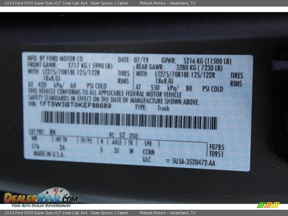 2019 Ford F350 Super Duty XLT Crew Cab 4x4 Silver Spruce / Camel Photo #27