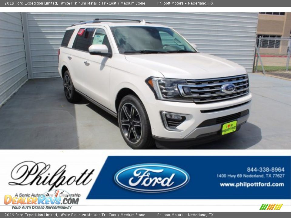 2019 Ford Expedition Limited White Platinum Metallic Tri-Coat / Medium Stone Photo #1
