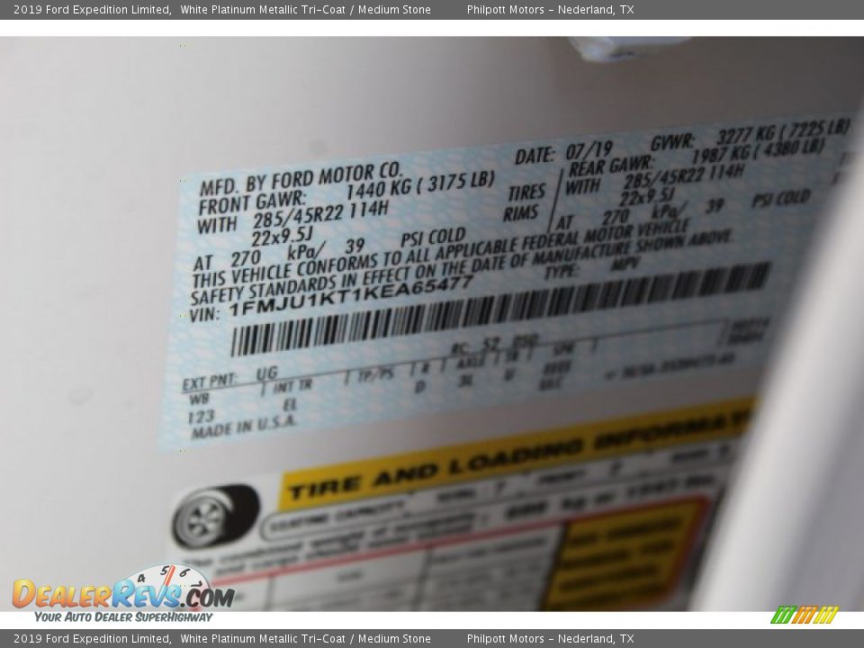 2019 Ford Expedition Limited White Platinum Metallic Tri-Coat / Medium Stone Photo #29