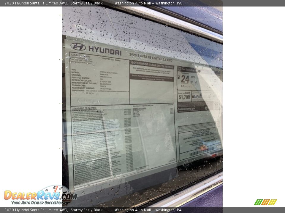 2020 Hyundai Santa Fe Limited AWD Window Sticker Photo #15