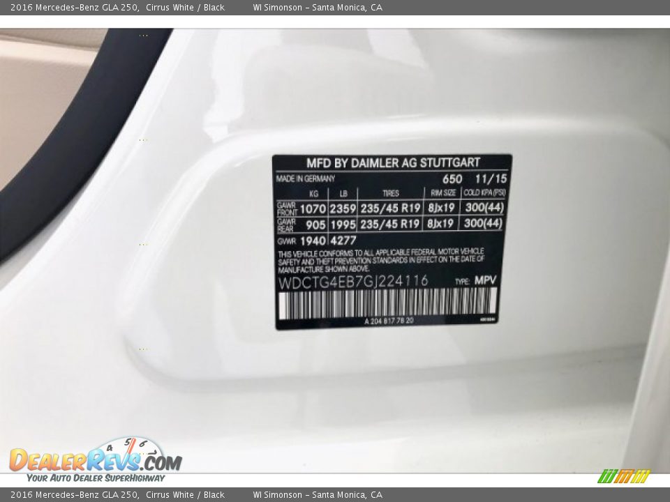 2016 Mercedes-Benz GLA 250 Cirrus White / Black Photo #24