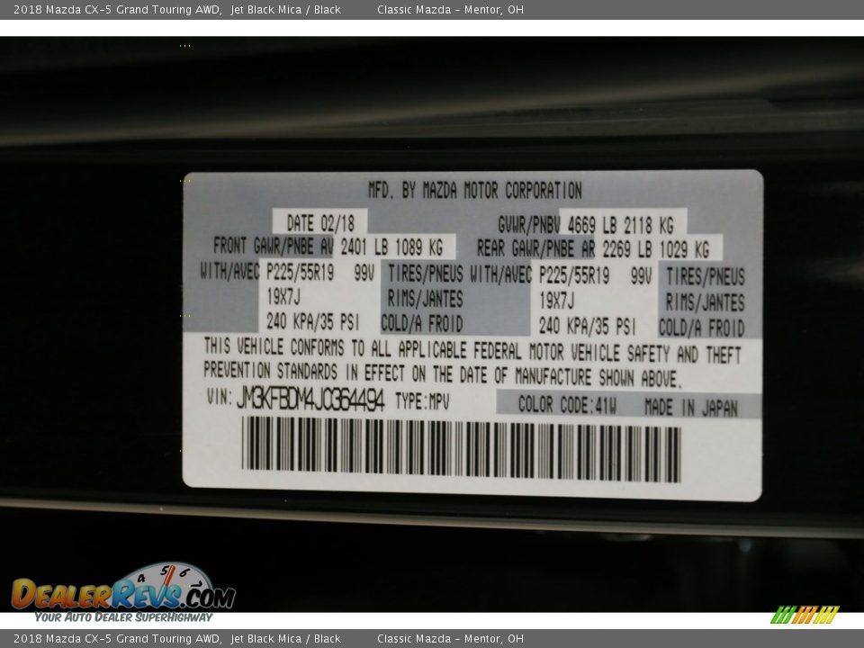 2018 Mazda CX-5 Grand Touring AWD Jet Black Mica / Black Photo #21