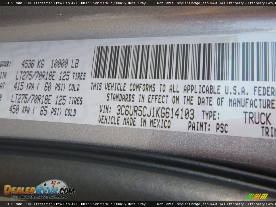 2019 Ram 2500 Tradesman Crew Cab 4x4 Billet Silver Metallic / Black/Diesel Gray Photo #15