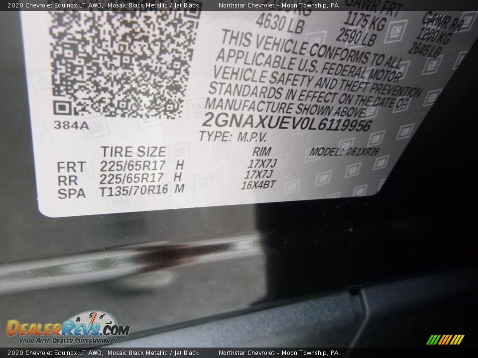 2020 Chevrolet Equinox LT AWD Mosaic Black Metallic / Jet Black Photo #15