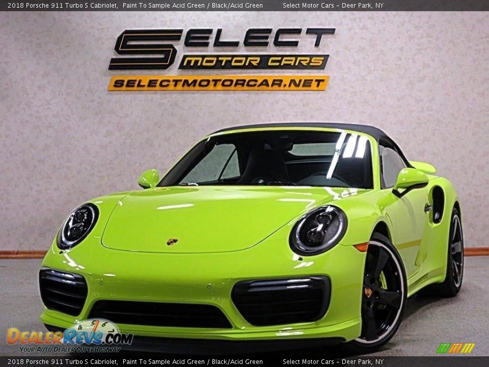 2018 Porsche 911 Turbo S Cabriolet Paint To Sample Acid Green / Black/Acid Green Photo #1