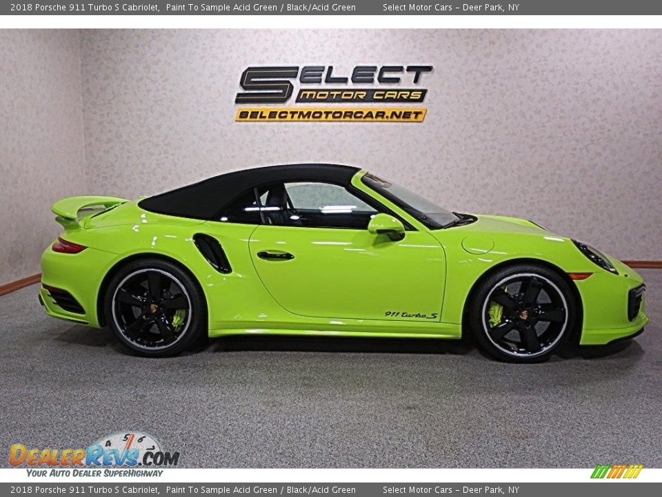 2018 Porsche 911 Turbo S Cabriolet Paint To Sample Acid Green / Black/Acid Green Photo #4