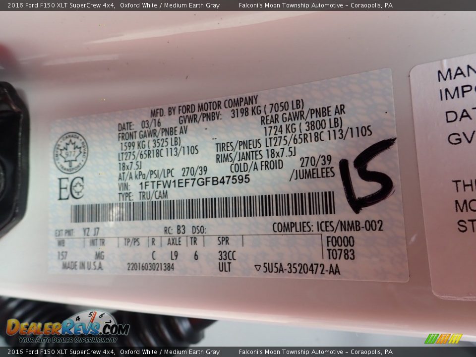 2016 Ford F150 XLT SuperCrew 4x4 Oxford White / Medium Earth Gray Photo #23
