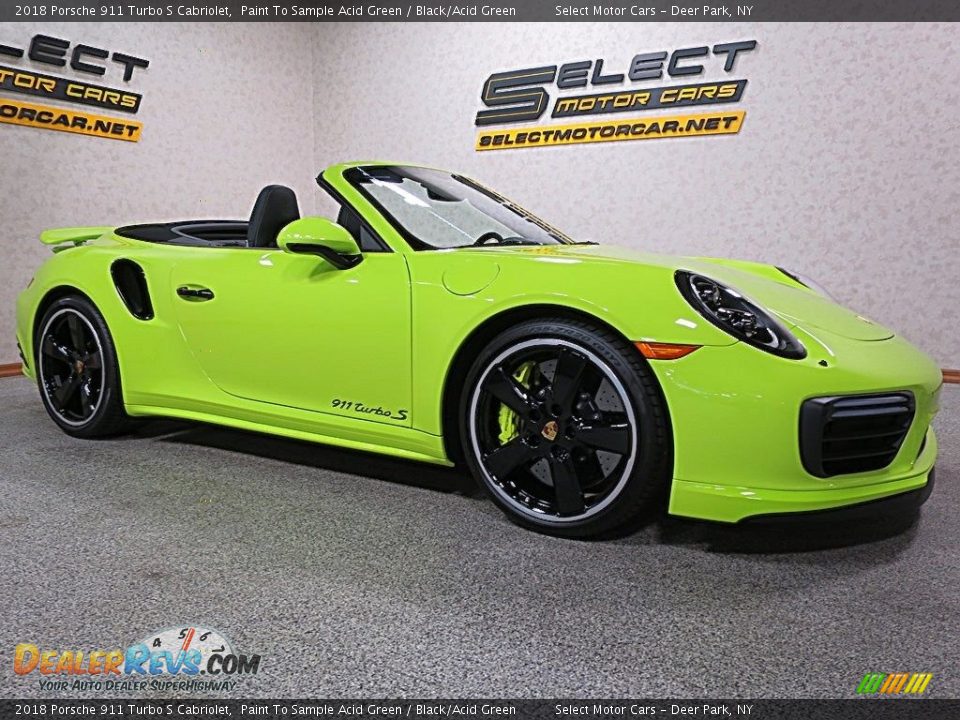 2018 Porsche 911 Turbo S Cabriolet Paint To Sample Acid Green / Black/Acid Green Photo #13