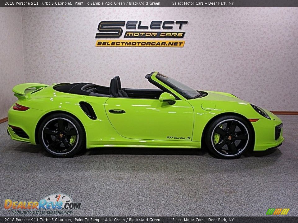 2018 Porsche 911 Turbo S Cabriolet Paint To Sample Acid Green / Black/Acid Green Photo #14