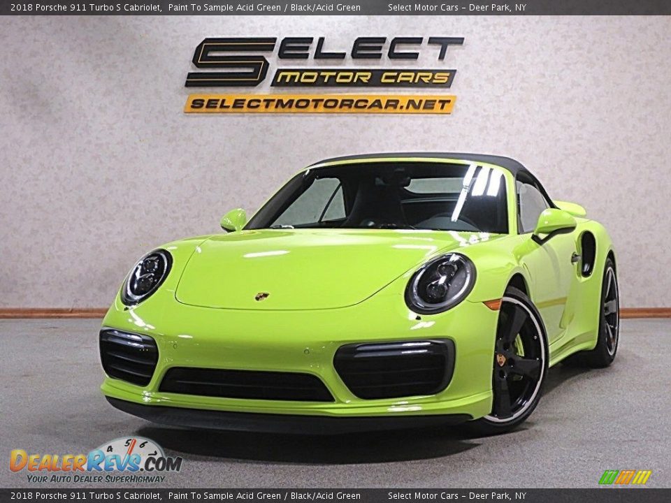 2018 Porsche 911 Turbo S Cabriolet Paint To Sample Acid Green / Black/Acid Green Photo #16