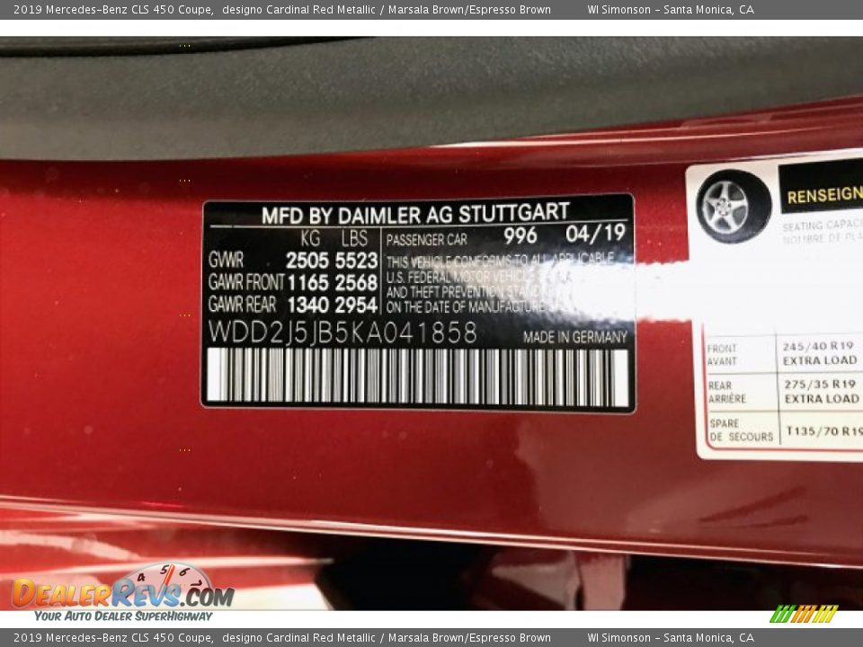 2019 Mercedes-Benz CLS 450 Coupe designo Cardinal Red Metallic / Marsala Brown/Espresso Brown Photo #11