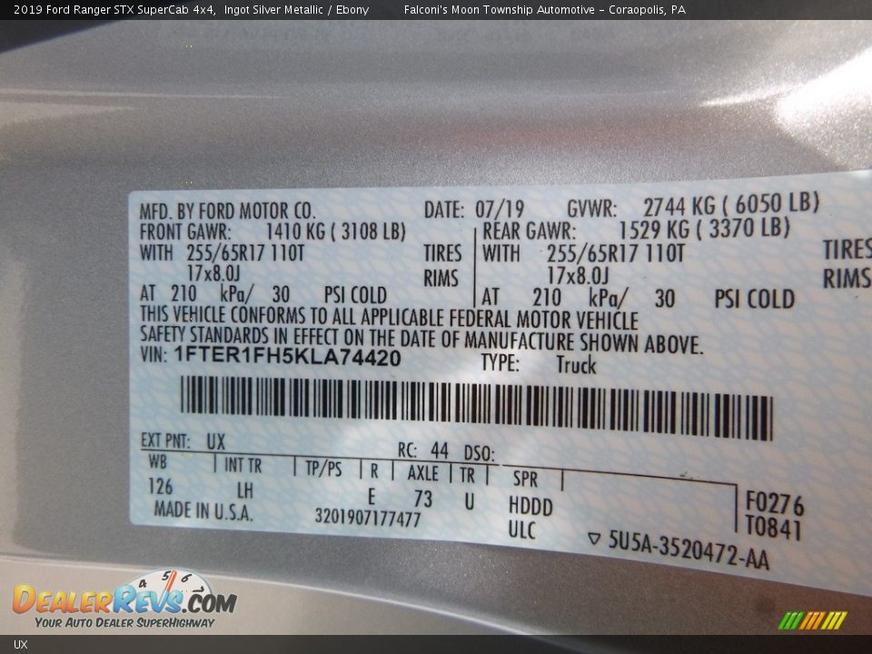Ford Color Code UX Ingot Silver Metallic