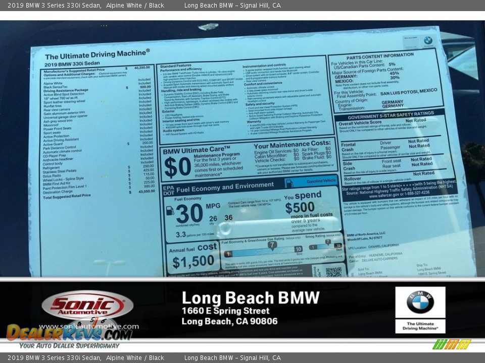 2019 BMW 3 Series 330i Sedan Alpine White / Black Photo #10