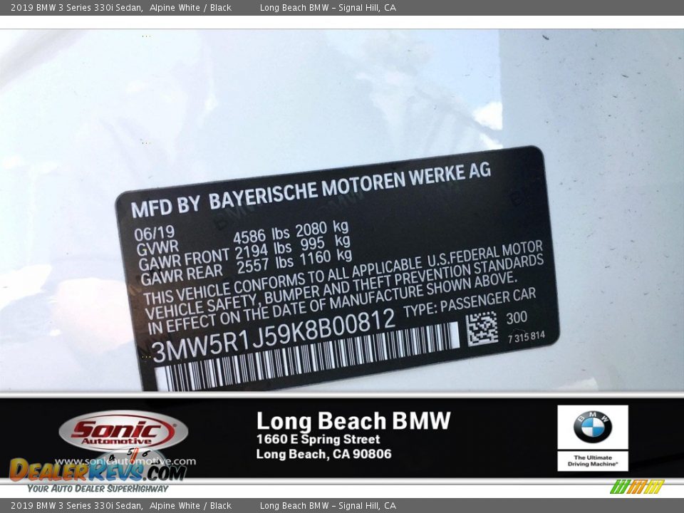 2019 BMW 3 Series 330i Sedan Alpine White / Black Photo #11