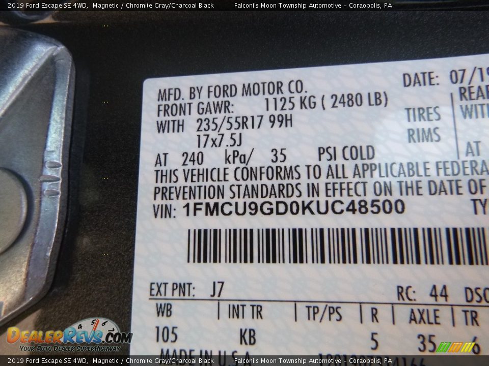 2019 Ford Escape SE 4WD Magnetic / Chromite Gray/Charcoal Black Photo #12