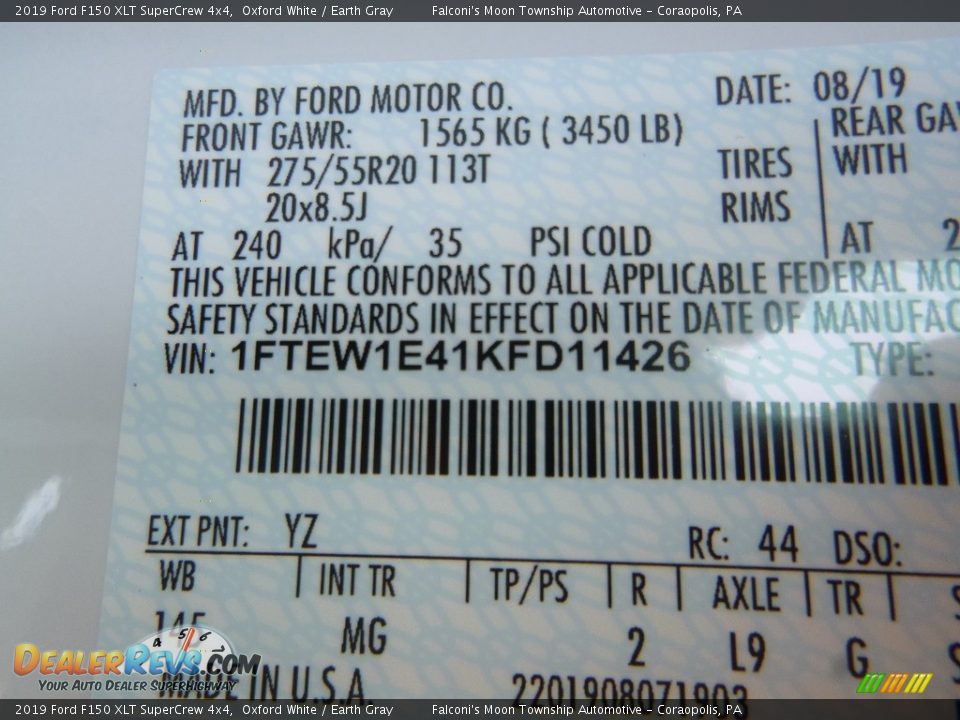 2019 Ford F150 XLT SuperCrew 4x4 Oxford White / Earth Gray Photo #12