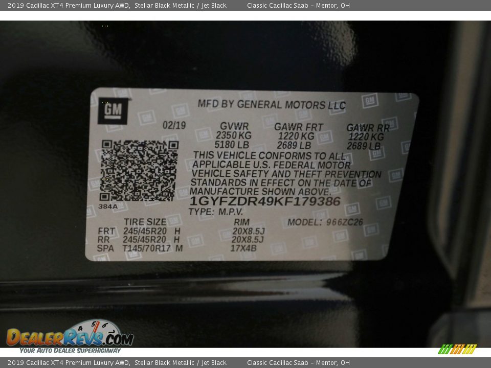 2019 Cadillac XT4 Premium Luxury AWD Stellar Black Metallic / Jet Black Photo #19