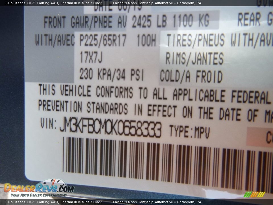 2019 Mazda CX-5 Touring AWD Eternal Blue Mica / Black Photo #12