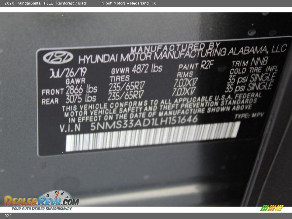 Hyundai Color Code R2F Rainforest