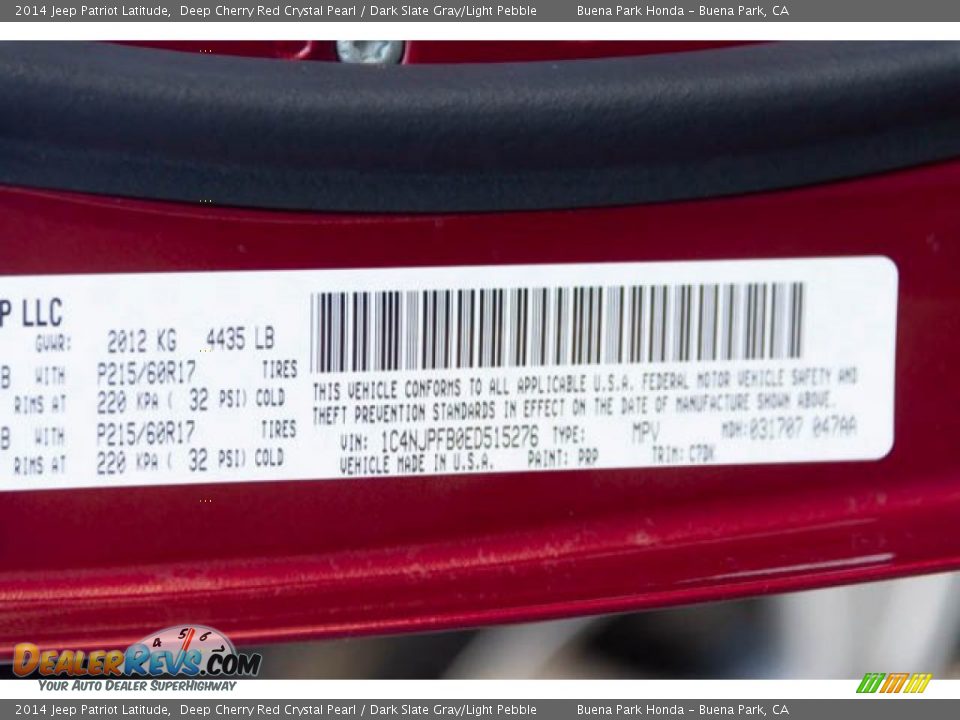 2014 Jeep Patriot Latitude Deep Cherry Red Crystal Pearl / Dark Slate Gray/Light Pebble Photo #35