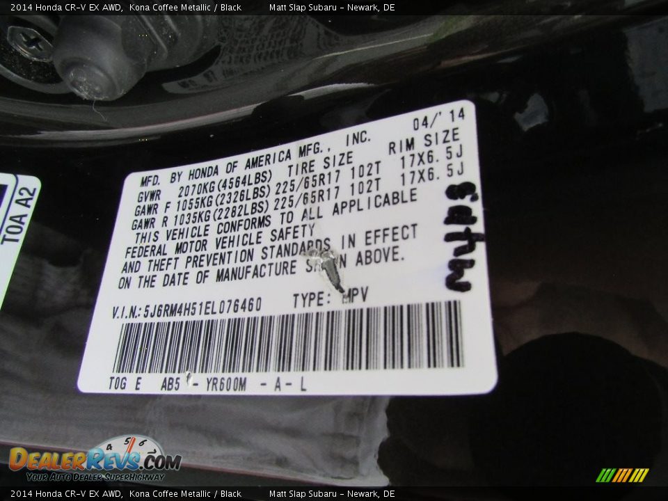 2014 Honda CR-V EX AWD Kona Coffee Metallic / Black Photo #30