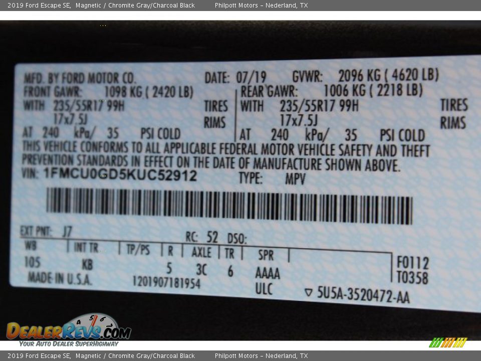 2019 Ford Escape SE Magnetic / Chromite Gray/Charcoal Black Photo #26